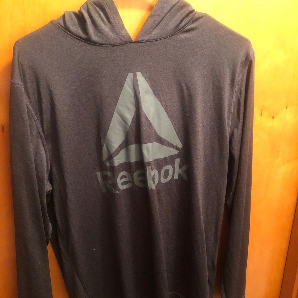 Reebok Black Hooded Logo Pullover with Gray Logo